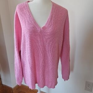 American Eagle Outfitters Pink V-Neck Sweater